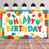 Building Block Backdrop,71'' x 43'' Building Block Birthday Backdrop Banner