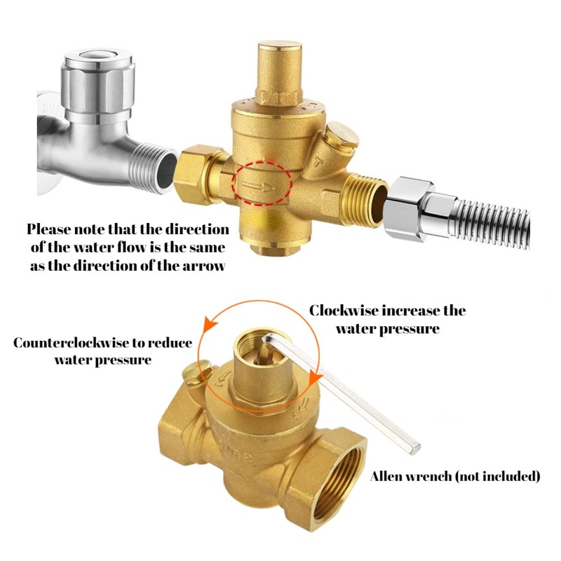 Hilitand DN25 Brass Relief Valve Adjustable Water Pressure Reducing Regulator