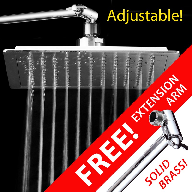 AquaSpa Giant 9-inch Diagonal Square Rain Shower Head PLUS 11-inch
