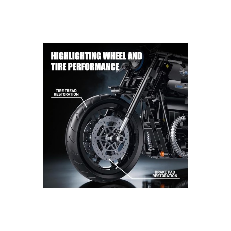 HIGH GODO 1:8 Motorcycle Building Set, Technic MOC Motorcycle Model