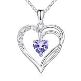 925 Sterling Silver Necklace for Women Birthstone Heart Necklace Women Necklace Jewelry Birthday Gifts for Her Womens Gifts