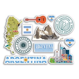 A5 Sticker Sheet Argentina Vinyl Stickers - Attractions Culture Map Country Holiday Flag Travel #78476