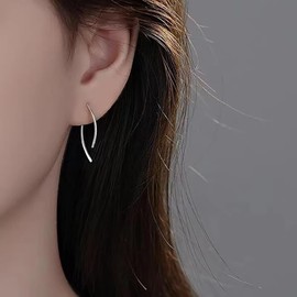 Threader Earrings for Women Long Tassel Twisted Earrings Long Chain Drop Earrings Gold Sliver Minimalist Earrings Party Jewelry Gift-silverA
