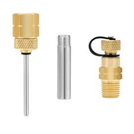 Roastove Brass Gauge Adaptor 1/4 NPT Female,2-1/2 OAL x 1-2/5" x 1/8" Probe with Stainless Steel Sheath,Pressure Gauge Fitting kit