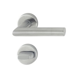 HOPPE Amsterdam 3286420 Handle Set with Rosettes PZ (Profile Cylinder), Matt Stainless Steel