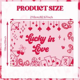 7x5ft Lucky in Love Backdrop - Cherry Las Vegas Bridal Shower Decor, Casino Theme Blackjack Game Night Wedding Engagement Bachelorette Party Decorations