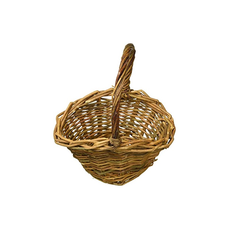 Murataya Sangyo Willow Basket Small with Leather 5213 Width 7.9
