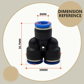 Bwintech - 10 unidades de 8 mm de 3 vías en Y divisor de empuje en conexión neumática, adaptador de línea de aire PY de liberación rápida de plástico de 3 vías