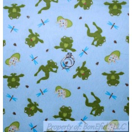 Springs Creative Products BonEful Fabric FQ Flannel Cotton Quilt Blue Green FROG Bright Baby Boy Flower US