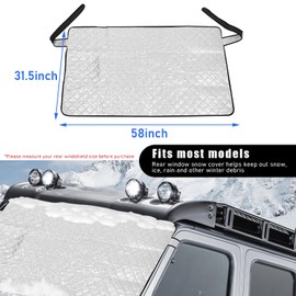 Dickno Car Rear Windshield Cover, Magnetic Auto Rear Windscreen Snow Ice Cover, 4 Layers All-Weather Ice Frost Snow Protector, Automotive Winter Accessories for Most Vehicles