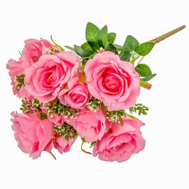 CVL Pack of 1, 20" Artificial Silk Rose Bush 12 Heads - Pink for Wedding Receptions, Baby Showers, Bridal Showers, Sweet 16 Celebration