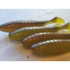 Mister Twister Mr Twister Hand-Poured Gordo Grub Swimbaits 5" Firebelly/Root