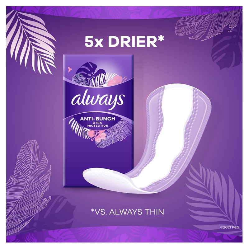 Always Daily Extra Protect Liners, Long Length, Unscented Panty Liners,