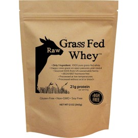 Raw Grass Fed Whey - Happy Healthy Cows, COLD PROCESSED Undenatured 100% Grass Fed Whey Protein Powder, GMO-Free, 12 oz by Raw Grass-Fed Whey