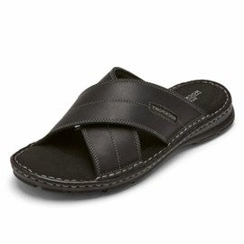 Rockport Men's Darwyn Xband Slide Sandal, Black LEA II, 11.5