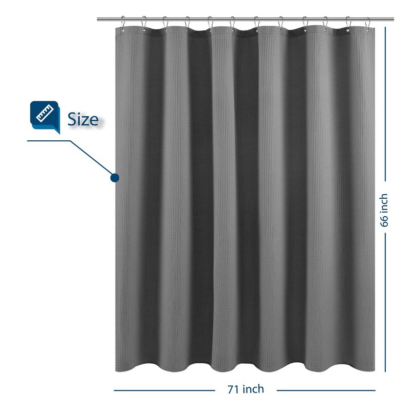 Short Shower Curtain Fabric with 66 inch Length, Waffle Weave,
