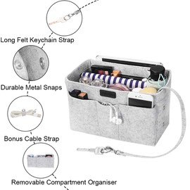 Felt Insert Bag Organizer Bag in Bag, Betoores Women Tote Purse Organizer Bag Organiser Insert Handbag,Light Gray - L