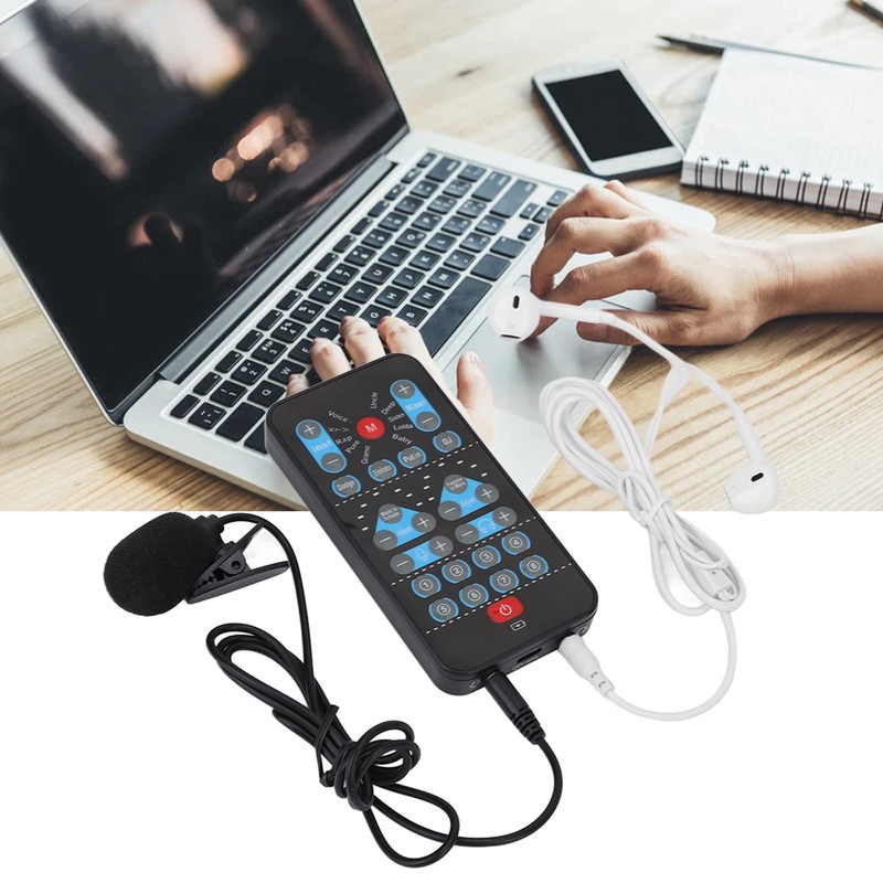 Portable Live Sound Card, Mini Voice Changer with 8 Sound