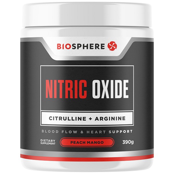 Biosphere Nitric Oxide Citrulline + Arginine Powder 390g - Peach Mango