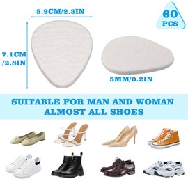 60pc Metatarsal Foot Pads for Women And Men,Metatarsal Pads Women, 0.2in Thick White Ball of Foot Cushions,ball-of-foot cushions (whit, F)