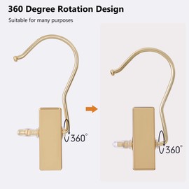 BEWISHOME 50 PCS Boot Hangers for Closet, Laundry Hooks with Clips, Boot Hanging Hold Clip, Clothes Pins, Space Saving Portable Travel Hangers Clip, Jeans, Tall Boots, Towel, Gold FYC50G