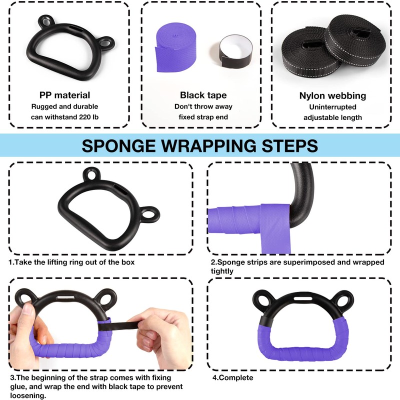 EXQ Home Kids Gymnastic Rings Pull up Rings for Chlidren