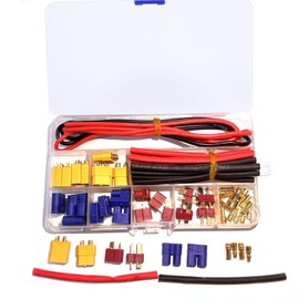 Hobbymall XT60 EC3 Deans T-Plug Male Female Connector Adapters+14AWG Silicone Wire+Heat Shrink Tubes for RC ESC Motor Lipo Battery