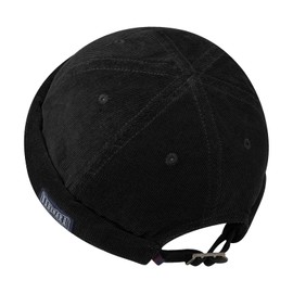Croogo Brimless Hats Adjustable Street Casual Docker Beanie Skull Caps Corduroy Hat Rolled Cuff Harbour Hat,Black-HBH01