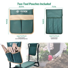 Elevon Portable Garden Kneeler and Seat Heavy Duty Garden Bench with 2 Large Tool Pouches Prevent Knee & Back Pain Folding Sturdy Gardening Tools Gifts for Gardeners