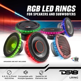 DS18 LRING69 Speaker Grill Ring - Fits 6X9” Speaker, RGB LED Lighting, Acrylic Ring, Marine Watertight Seal, Compatible with RGB Remote Module - One Ring