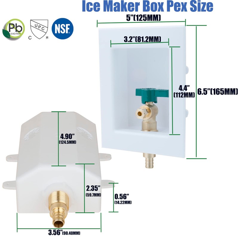 WHK Ice Maker Outlet Box Valve with PEX 1/2" Inlet,Ice