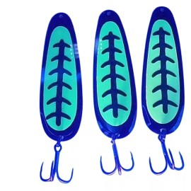 Great Lakes Trolling Tackle UV & Glow Chinook King Salmon Lure Magnum Trolling Spoon Set 3 Pack