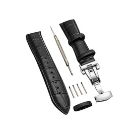 AriRi Men’s Watch Strap, Available Lug Sizes: 0.71/0.75/0.79/0.83/0.87/0.91/0.94 inches (18/19/20/21/22/23/24 mm), Genuine Leather, Replacement Strap, D-Buckle, Waterproof, Sweatproof, Replacement
