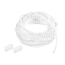 YOKIVE 1 Set Ball Chain, Bead Extension Cord with Connector Clips Curtain Roller Blind Bead Decoration, Great for Home, Handmade, DIY (White, 0.16-Inch)