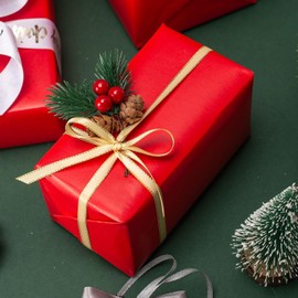 MAYPLUSS Red Christmas Wrapping Paper Roll - 17Inch X 32.8Feet - Chic Solid Color Pearlescent Texture Birthday Wrapping Sheet Thick Gift Wrap Paper for Christmas, Wedding, Holiday, Valentine's Day