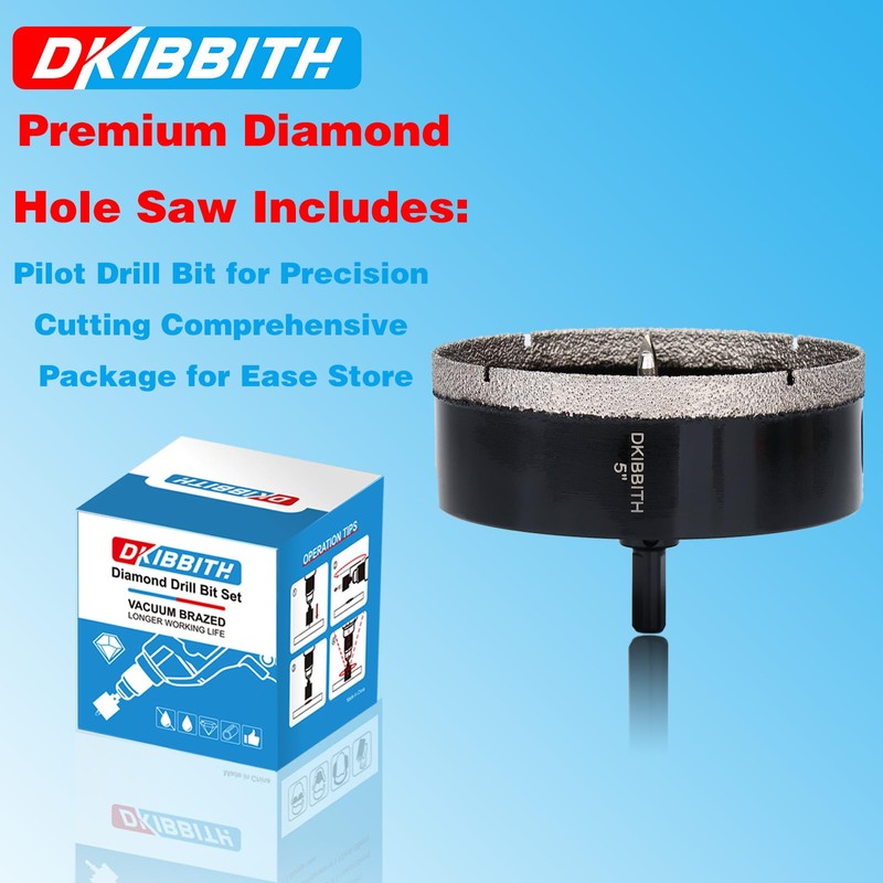 5" Diamond Hole-Saw Bits with Pilot Drill Bit 5 in
