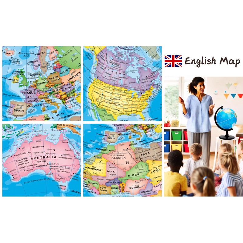 EXERZ 25cm World Globe Political Map - 25cm /10" Diameter