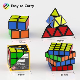 Vdealen Speed Cube Set, Magic Cube Pack of 2x2 3x3 4x4 Pyraminx Smooth Sticker Puzzle Cube Game, Christmas Birthday Party Gifts for Kids Teens Adults