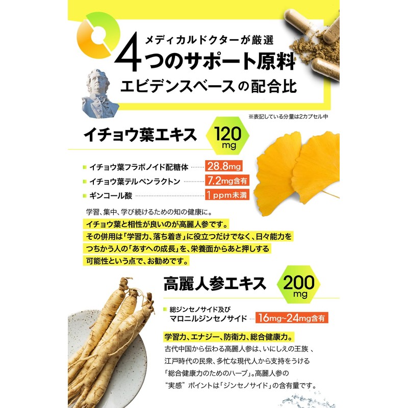 【集中力 やる気 学習 ドーパミン セロトニン 健康総合力 サプリ】キロン SVS イチョウ葉 120mg