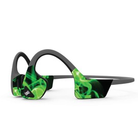 MightySkins Skin Compatible with Aftershokz Trekz Air Wireless - Green Flames | Protective, Durable, and Unique Vinyl Decal wrap Cover | Easy to Apply, Remove, and Change Styles | Made in The USA