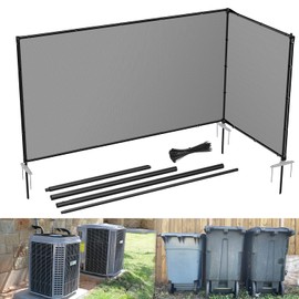 E&K 6'x12' Outdoor Privacy Screen Fence Freestanding Backyard Patio Privacy Pool Fencing Garden Dog A/C Unit Trash Bins Cans Fence with Iron Poles and Rails (Light Gray)