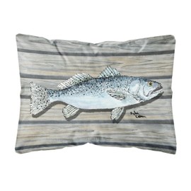 Caroline's Treasures 8494PW1216 Fish Speckled Trout Canvas Fabric Decorative Pillow, 12H x16W, Multicolor