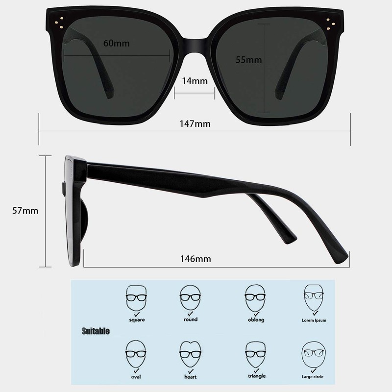 MAXJULI Oversized Sunglasses for Women Men UV Protection (C1 Black