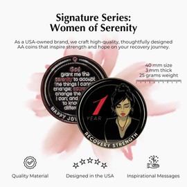 Women of Serenity AA Medallion Comes in Red Gift Box 1-50 Years