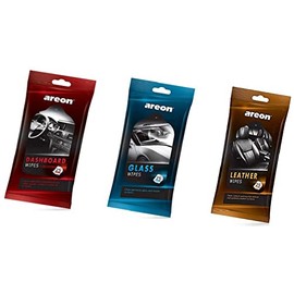 AREON Travel Pack Wipes I Auto Car Interior Dashboard Cleaner Wipes for Dirt & Dust, Cleaning Leather, Wipes for Windows - (3pack = 75 Wipes)