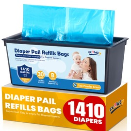 FURWEY Diaper Pail Refill Bags 30 Bags Per Refill Holds Up to 1410 Newborn Diapers 7 Layer Odor Barrier Technology 1PACK (30 Bags)