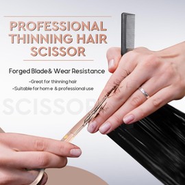 JASON Professional 10-Piece Haircut Scissors Set - 6.7" Thinning/Texturizing Scissors, Straight Shears for Men, Women & Home Salon (30 Teeth, Rosegold)