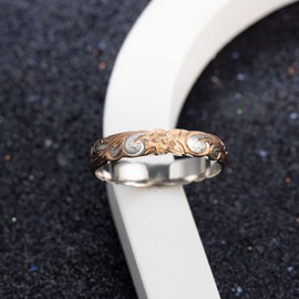 Aloha Jewelry Company 925 Sterling Silver 4mm Hawaiian Princess Plumeria Flower Scroll Ring Stackable Wedding Engagement Band, Nickel Free Hypoallergenic for Sensitive Skin, Gift Box Included