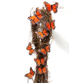Artificial Butterfly Made of Feather - 3'' Orange Monarch with Clip