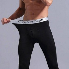 Men's Thermal Fleece-Lined Winter Tights for Extreme Cold Black/L